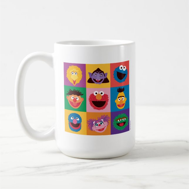 Taza De Café Caracteres de Plaza Sésamo | Cuadrícula de bloques (Izquierda)