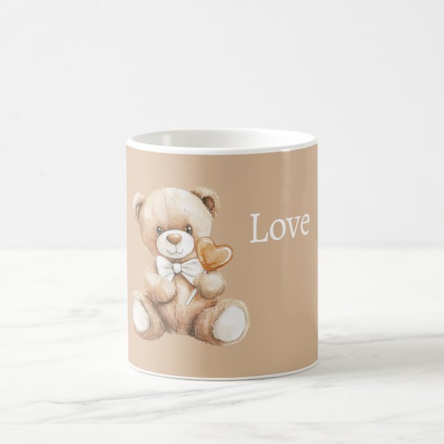 Taza De Café Caramel Heart Teddy Bear (Centro)