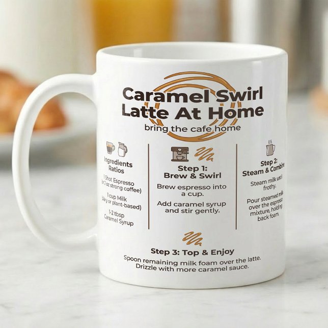 Taza De Café Caramel Latte Recipe, Cafe At Home Steps (Subido por el creador)