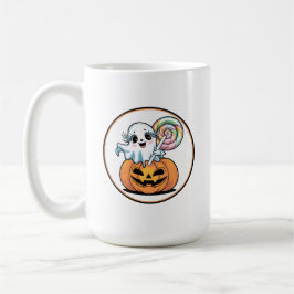 Taza De Café Caramelo de Halloween Fantasma en Calabaza