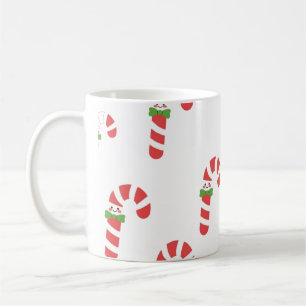 Taza De Café Caramelos Navideños Kawaii Patrón de Navidad