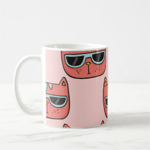 Taza De Café Caras de gatitos, patrón sin costuras.