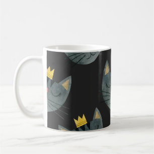 Taza De Café Caras de gato acuarela, sin costura.