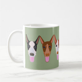 Taza De Café Caras de perro verde feliz de Podenco
