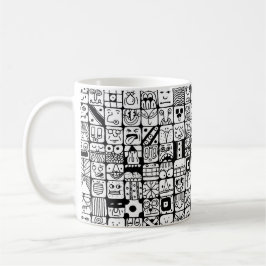 Taza De Café Caras divertidas de dibujos animados cuadrados