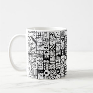 Taza De Café Caras divertidas de dibujos animados cuadrados