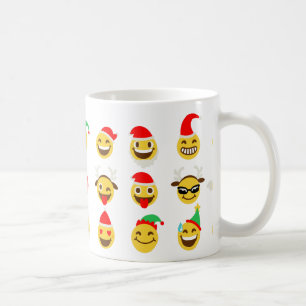 Taza De Café caras felices de emoji navideña