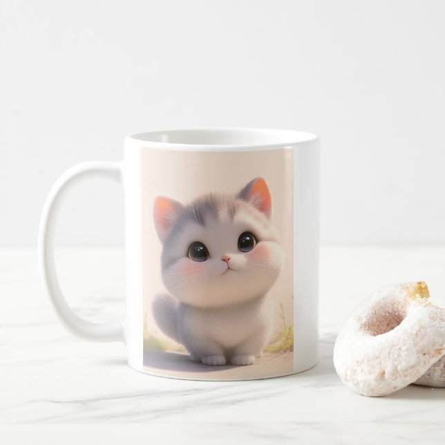 Taza De Café Caras flufadas de gato (Con donut)