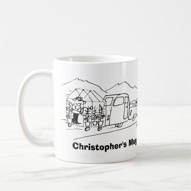 Taza De Café Caravana y Greenhouse doblados por un auto (Izquierda)