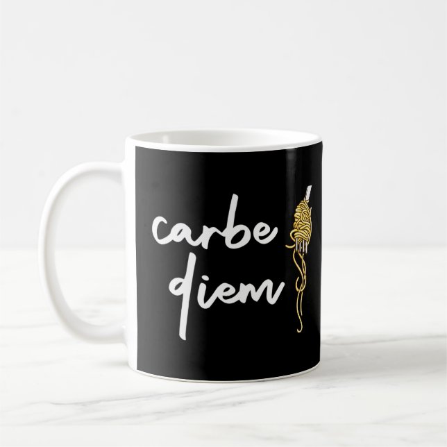 Taza De Café Carbe Diem Carb Pun Pasta Noodles Cita Meme (Izquierda)