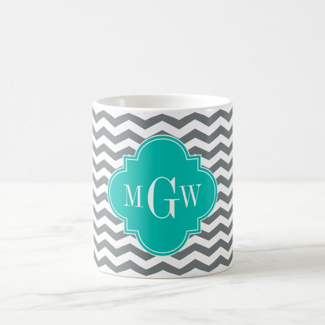 Taza De Café Carbón Thin Chevron Quatrefoil Verde azulado 3 Mon (Centro)
