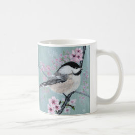 Taza De Café Carbonero y Flores de Cerezo