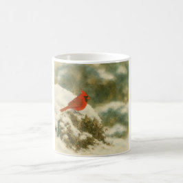 Taza De Café Cardenal de Invierno en Acuarela