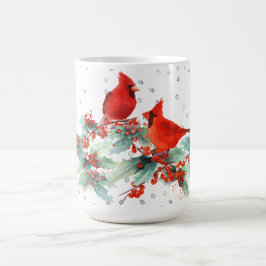 Taza De Café Cardenal de la acuarela en pedrería plateada de