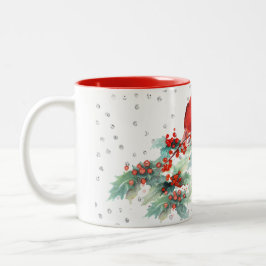 Taza De Café Cardenal de la acuarela en pedrería plateada de