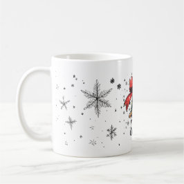 Taza De Café Cardenal festivo y mug de copo de nieve