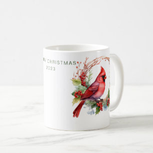 Taza De Café Cardenal navideño de moras personalizado