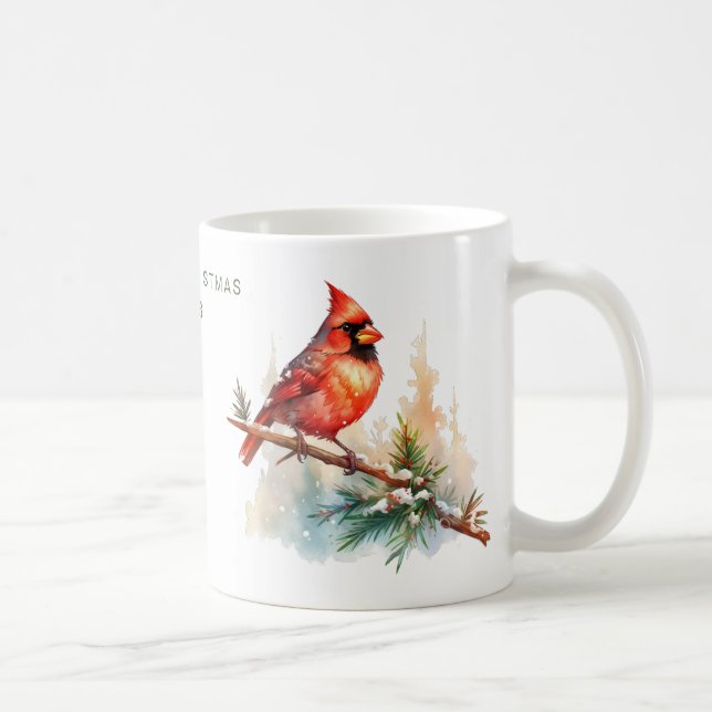 Taza De Café Cardenal navideño de moras personalizado (Derecha)