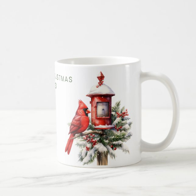 Taza De Café Cardenal navideño de moras personalizado (Derecha)