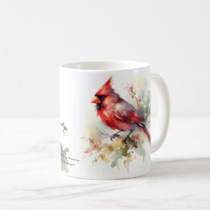 Taza De Café Cardenal Rojo Acuarela Suaves verdes amarillos
