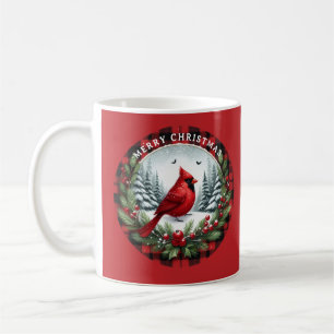 Taza De Café Cardenal Rojo con Bayas de Acebo