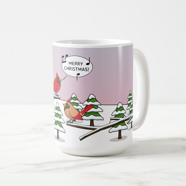 Taza De Café Cardenal rojo curado canta Feliz Navidad (Anverso derecho)