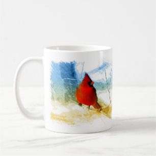 Taza De Café Cardenal rojo del navidad primitivo del país