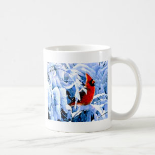 Taza De Café Cardenal Rojo en la Nieve Invernal