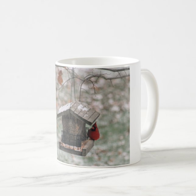 Taza De Café Cardenal sobre un alimentador de nieve (Anverso derecho)