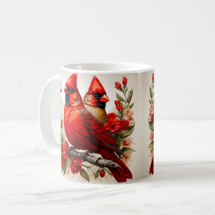 Taza De Café Cardenales con Flores Rojas