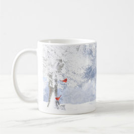 Taza De Café Cardenales rojos Navidades de aves nevan árboles