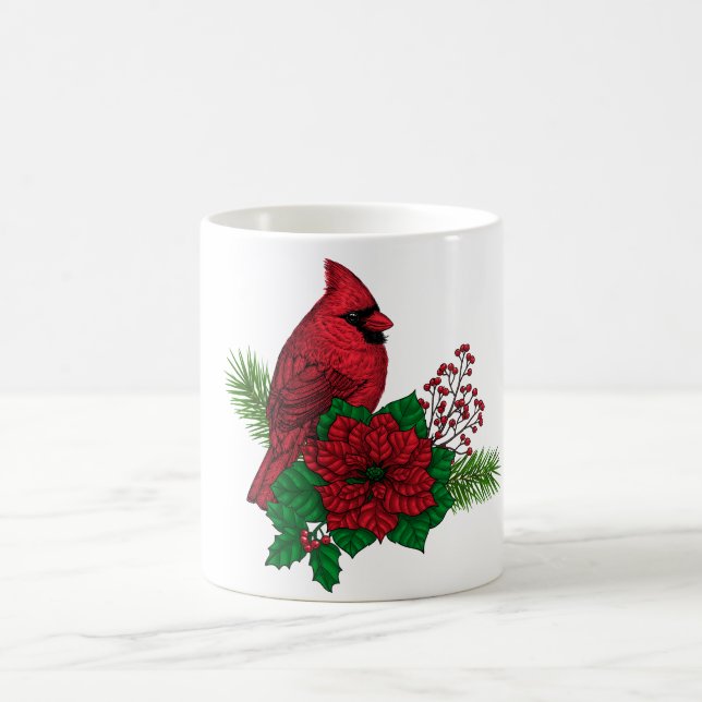 Taza De Café Cardenales rojos sobre decoración de Navidades (Centro)
