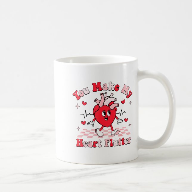 Taza De Café Cardiac Nurse Valentine You Make My Heart Flutter  (Derecha)
