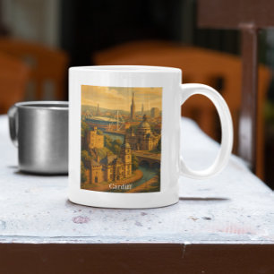Taza De Café Cardiff Wales Reino Unido Arte retro