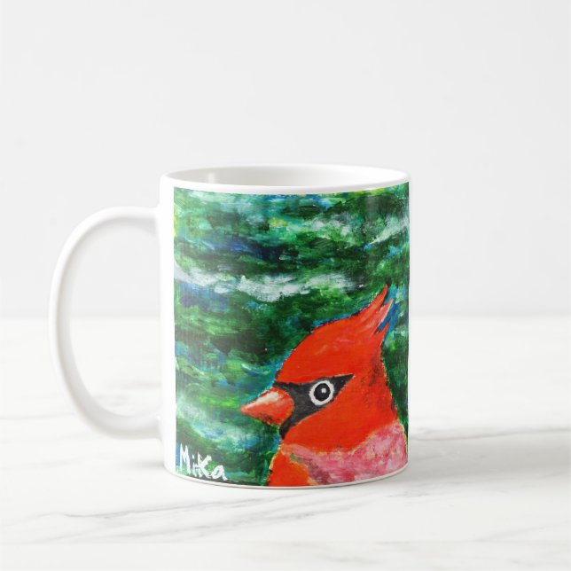 Taza De Café Cardinal Bird art Beautiful Folk Artiks Sympathy G (Izquierda)
