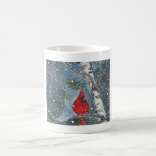 Taza de café cardinal del invierno Nevado