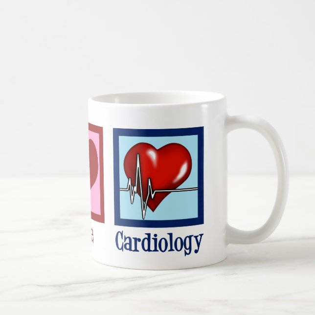 Taza De Café Cardiología de amor por la paz latido cardiaco cir (Derecha)