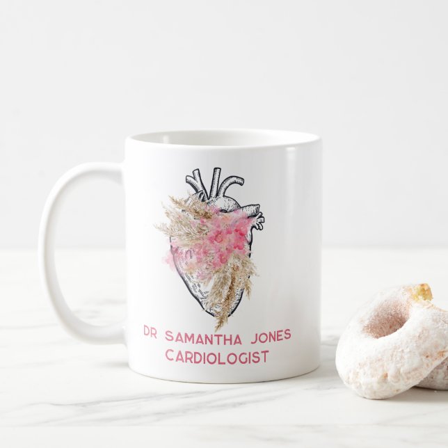 Taza De Café Cardiólogo Cardiólogo Cardíaco Anatómico Personali (Con donut)