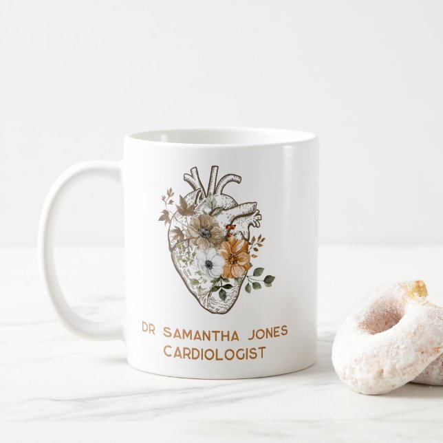 Taza De Café Cardiólogo Cardiólogo Cardíaco Anatómico Personali (Con donut)