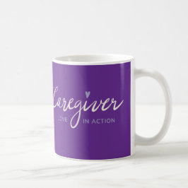 Taza De Café Caregiver Love In Action Mug with purple heart