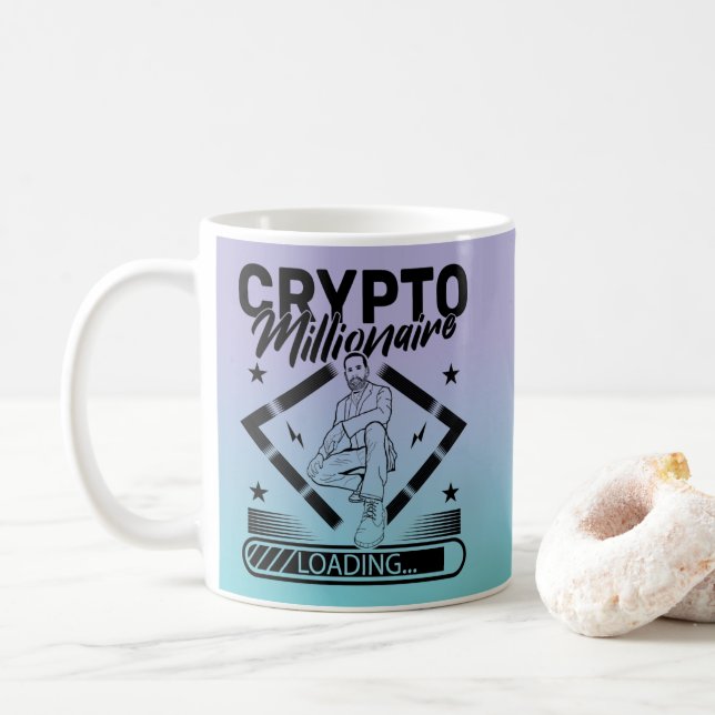 TAZA DE CAFÉ CARGA DE CRIPTO MILLONARIO - CRIPTOCURRENCIA DIVER (Con donut)