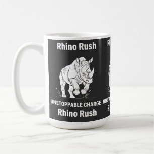 Taza De Café Carga imparable Rhino Rush minimalista BLANCO