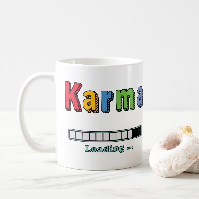 Taza De Café Cargando Karma... Coffee Mug (Con donut)