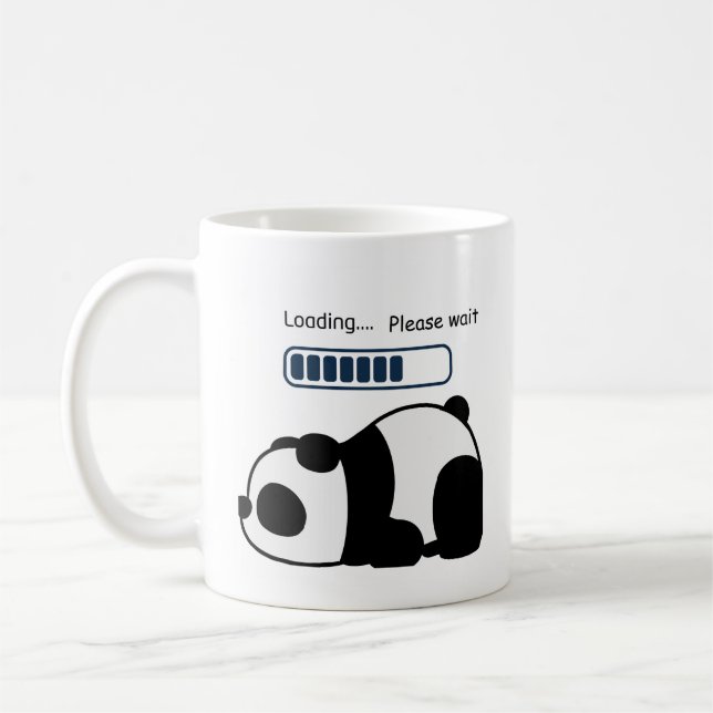 Taza De Café Cargando Por Favor Espere Cita Divertida De Panda (Izquierda)