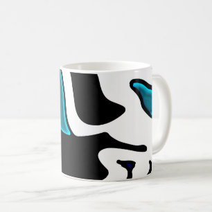 Taza De Café Cargo de profundidad: resumen negro, blanco y azul