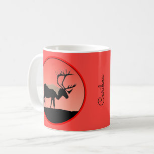 Taza De Café Caribú al Atardecer - Arte Original de Vida Silves
