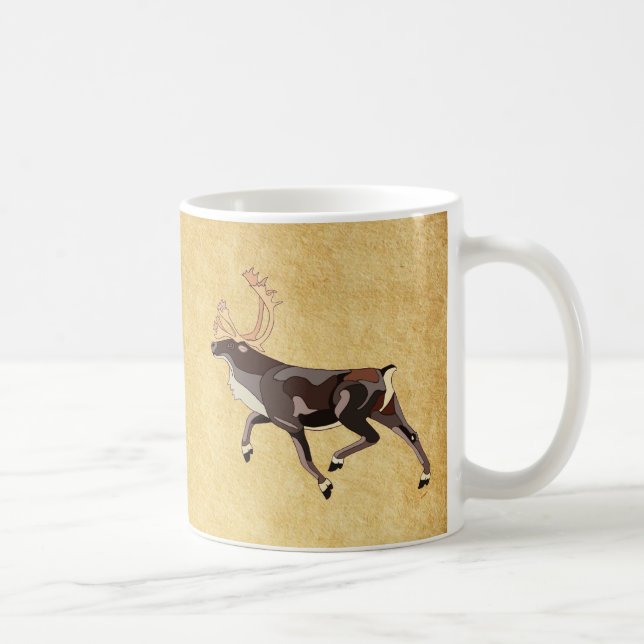 Taza De Café Caribú/reno de arte folclórico (Derecha)