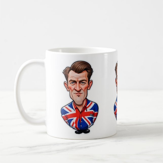 Taza De Café Caricatura británica con bandera de la bandera bri (Izquierda)