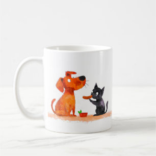 Taza De Café Caricatura de perro y gato