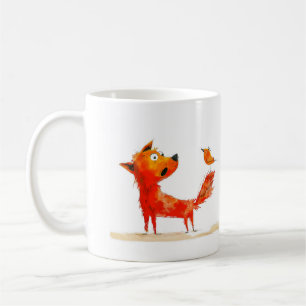 Taza De Café Caricatura de Perro y Pájaro